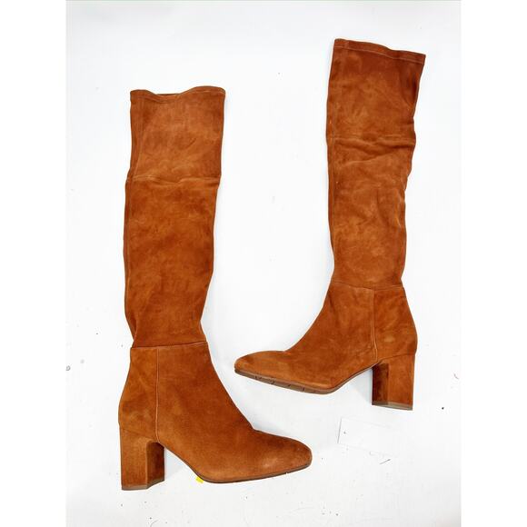 Aquatalia Barbera Rust Brown Suede Heeled Over The Knee Boots Size 6 - Picture 2 of 6